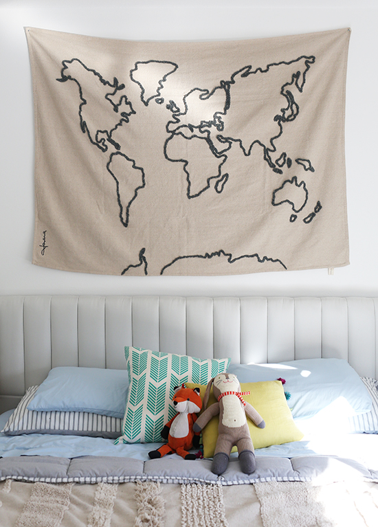 Canvas map as art in a kid's room