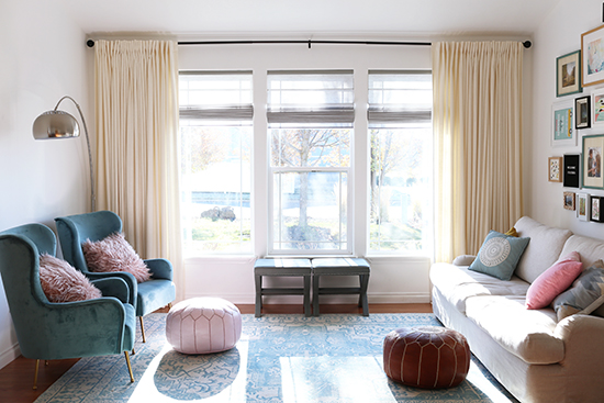 Our living room and my favorite rugs from Wovenly