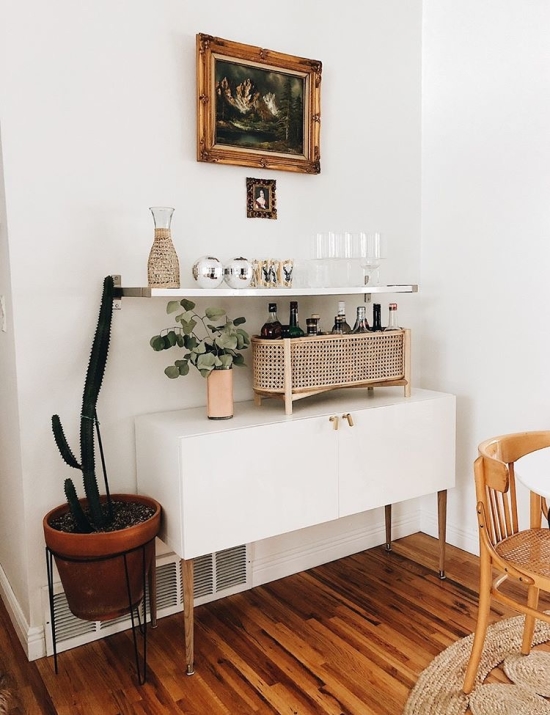 house with thrifted furniture & lots of plants