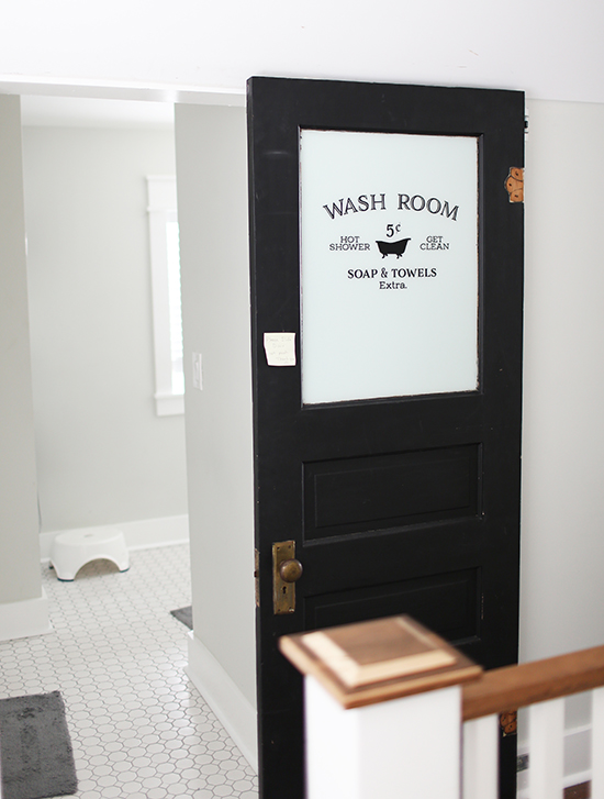 Wash room door sign