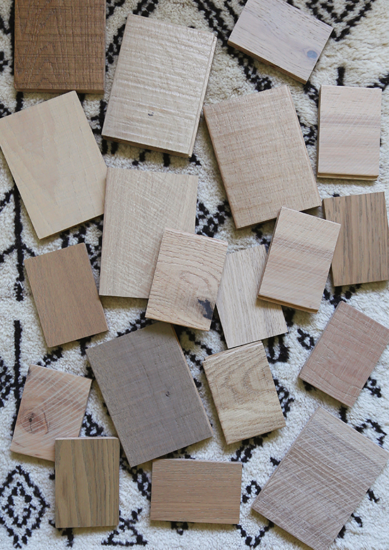 Light wood flooring samples